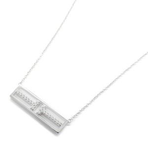Tiffany Open Horizontal Bar Necklace White Gold Diamond